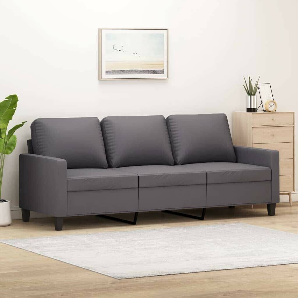 Sofás vidaXL 3-seater sofa gray 180 cm faux leather (359144)