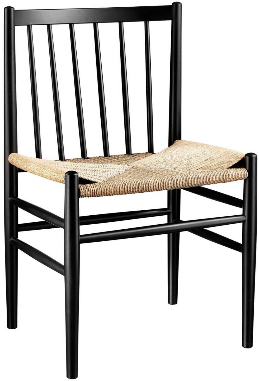 FDB Møbler J80 chair RAL 9005 glossy painted beech 40cm natural wicker black RAL 9005 50x82x50.1cm Muebles de diseño