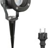 ledscom.de Garden spotlight with ground spike MIBU for outside, stainless steel, black, incl. LED GU10 lamp (white, 5.3W, 504lm, 50°) SET-4135-W Lámparas de exterior