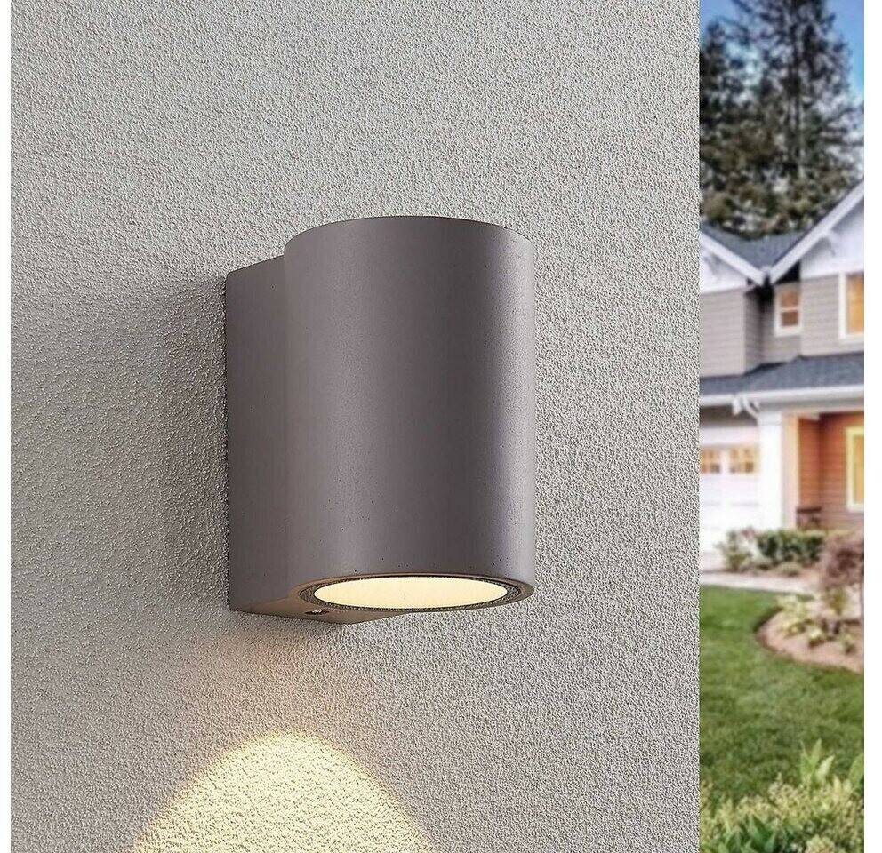 Lindby Katalia LED outdoor wall light, concrete, single-headed Lámparas de exterior