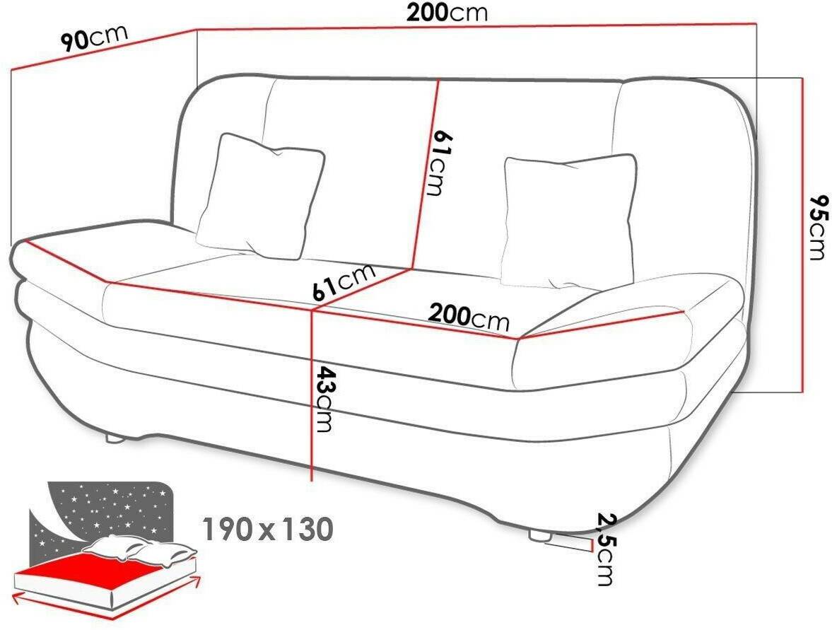 Mirjan24 Sofa bed Weronika 200x95x90 cmMagic 2227+ Evo 29 Sofás