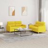 vidaXL 2 pcs. Sofa set with cushions light yellow fabric (3201573) Sofás