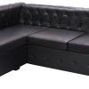 Sofás vidaXL Chesterfield sofa L-shape faux leather black (245536)