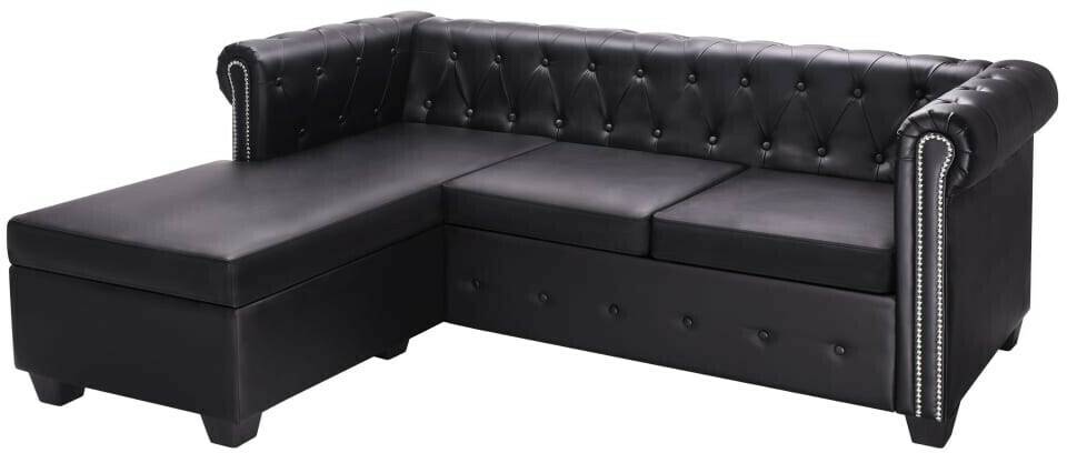 Sofás vidaXL Chesterfield sofa L-shape faux leather black (245536)