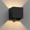 ledscom.de CUBEL wall light for outdoor use, IP65, up/downlight, motion detector, matt black, square, 1x G9 max. 10W Lámparas de exterior