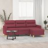 vidaXL 3-seater sofa with stool wine red 180 cm fabric (3201079) Sofás