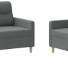 vidaXL 3-2-seater sofa set with cushions fabricdark grey Sofás