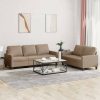 Sofás vidaXL 2 pcs. Sofa set with cushions faux leathercappuccino brown faux leather (3201422)