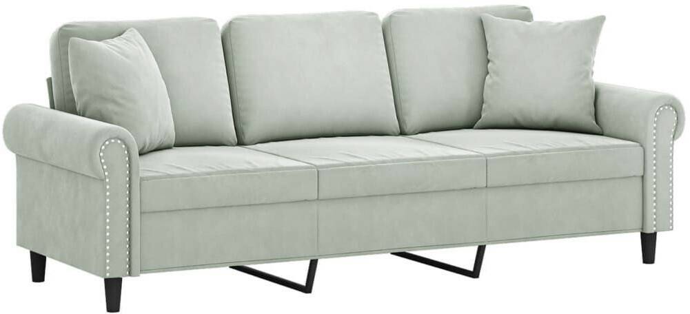 vidaXL 3-seater sofa with cushions 212x77x80 cm velvetlight grey Sofás