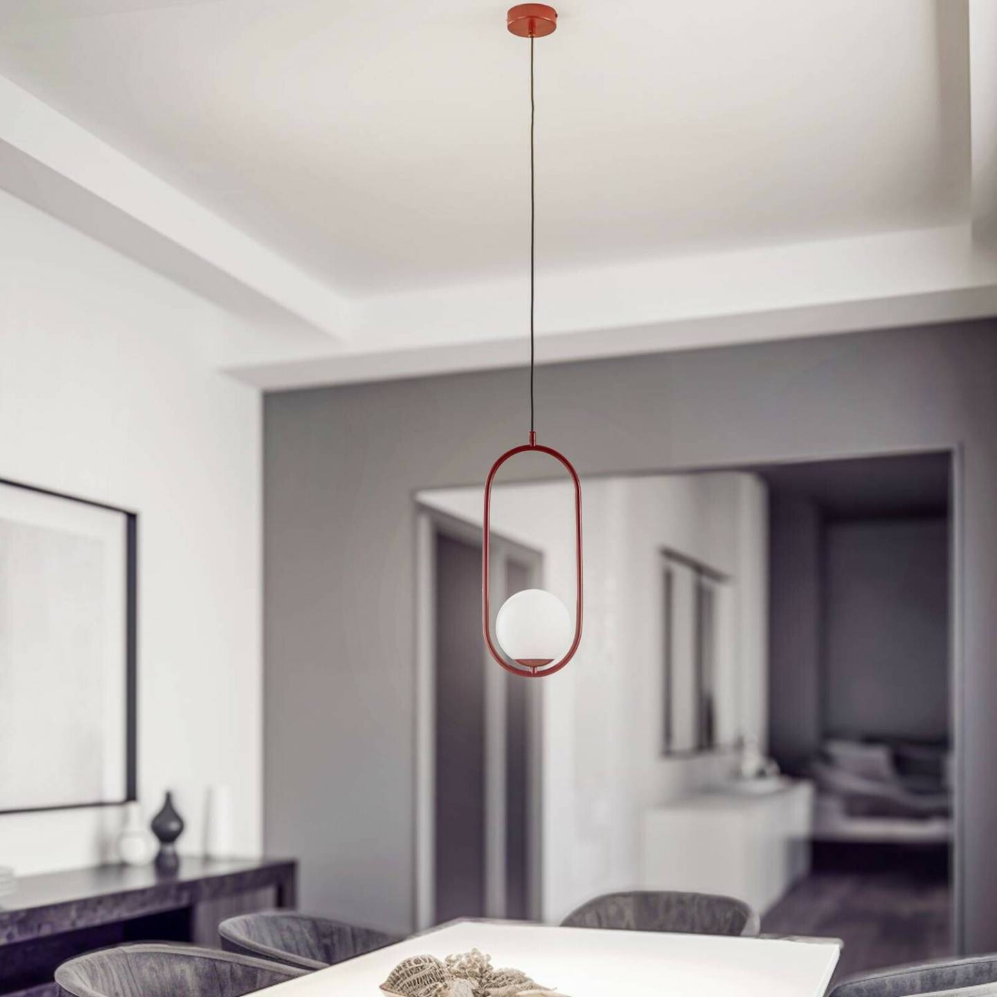 Lámparas Pendant light Dione single-light wine red/white