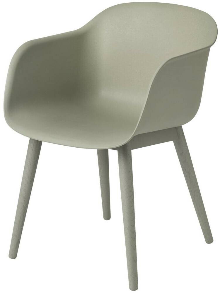 Muuto Fiber Chair Wood Base dusty green (58959) Muebles de diseño