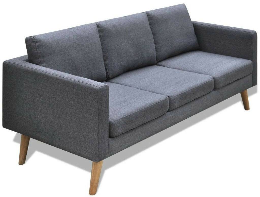 Sofás vidaXL Couch 3 Sitters in FabricDark Grey