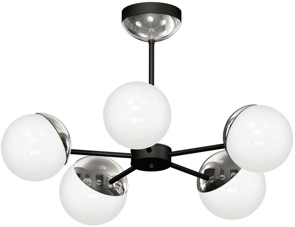 Lámparas Ceiling lamp Sfera 5-bulb Distance glass/black/chrome