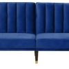 Beliani Velvet Sofa Bed Navy Blue VIMMERBY Sofás