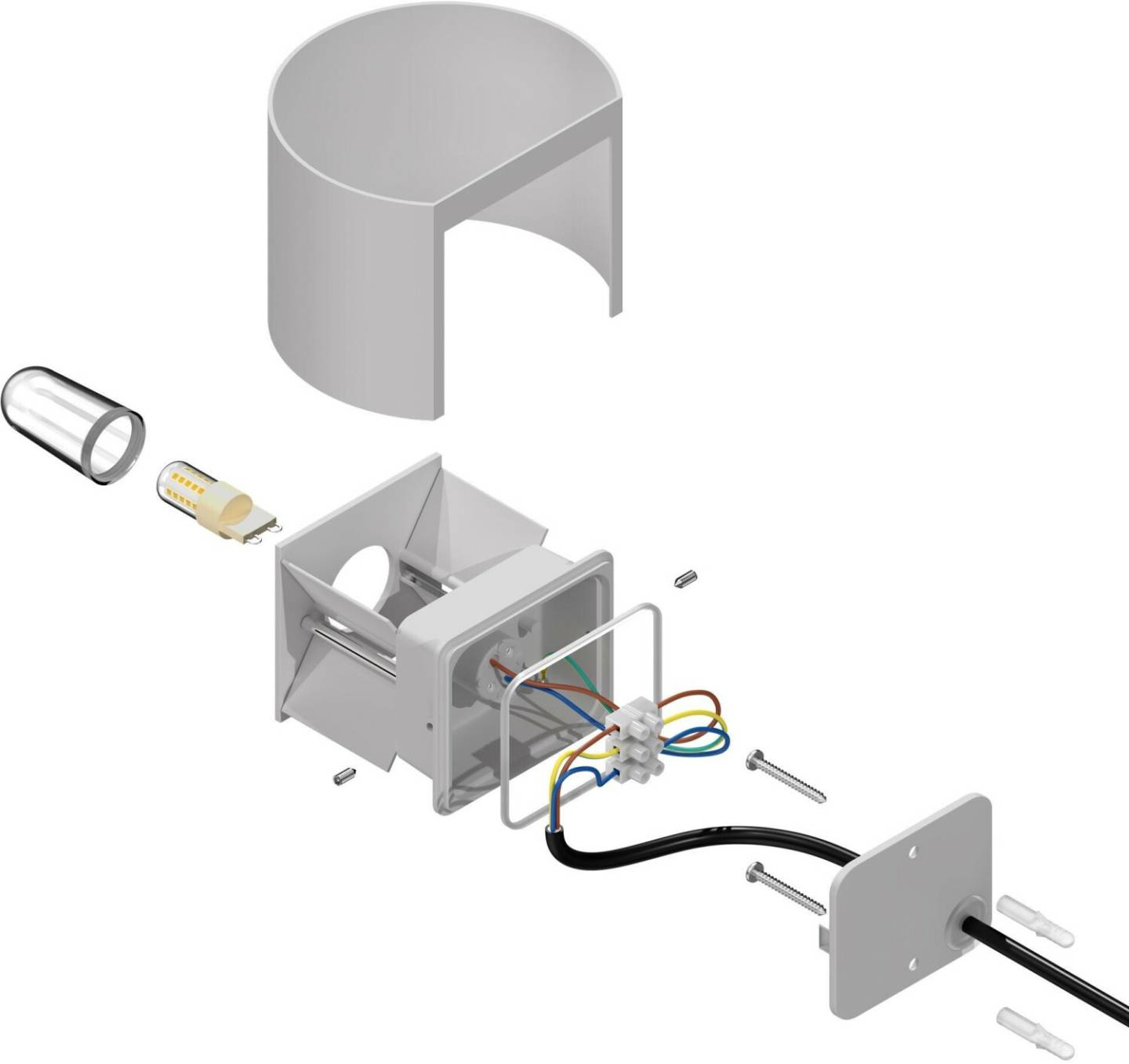 Lámparas de exterior ledscom.de RUNEL wall light for outdoor use, IP65, up/downlight, matt white, round, 1x G9 max. 10W