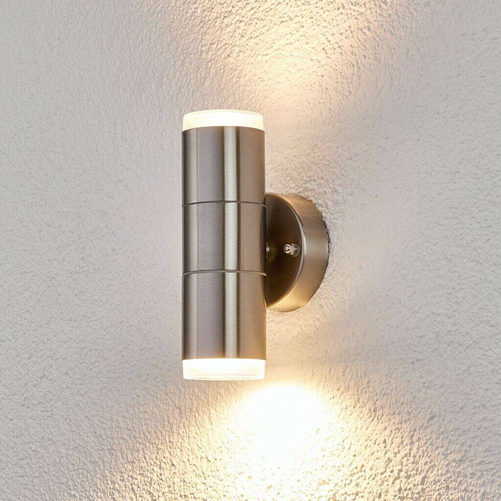 Lámparas de exterior Lindby Stainless steel outdoor wall light Delina