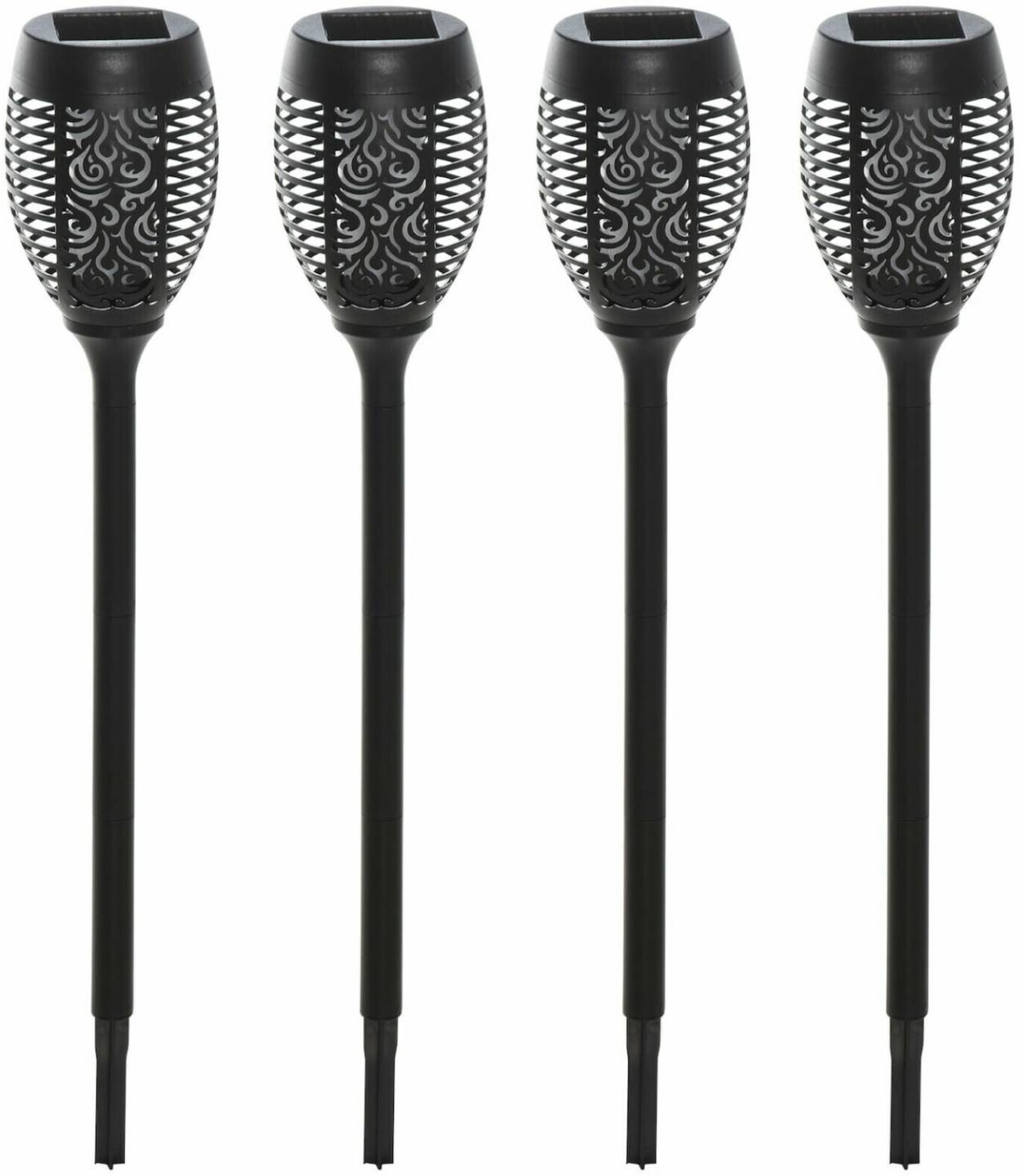 Outsunny Solar light set of 4 black 12 x 78 cm (ØxH) Lámparas de exterior