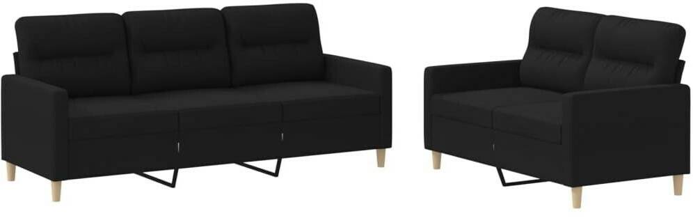 vidaXL 3-2-seater sofa set with cushions fabricblack Sofás