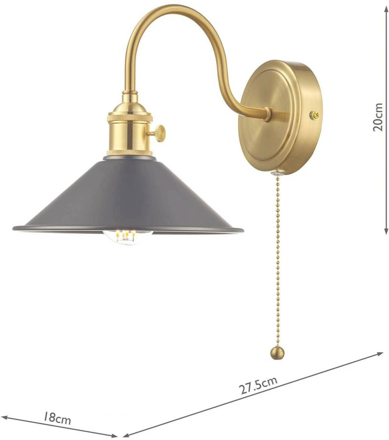 Wall light Hadano in brass shade antique pewter Lámparas