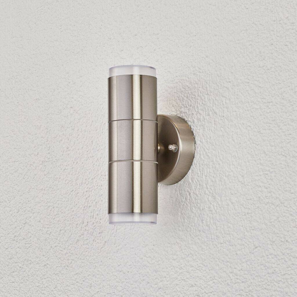 Lámparas de exterior Lindby Stainless steel outdoor wall light Delina