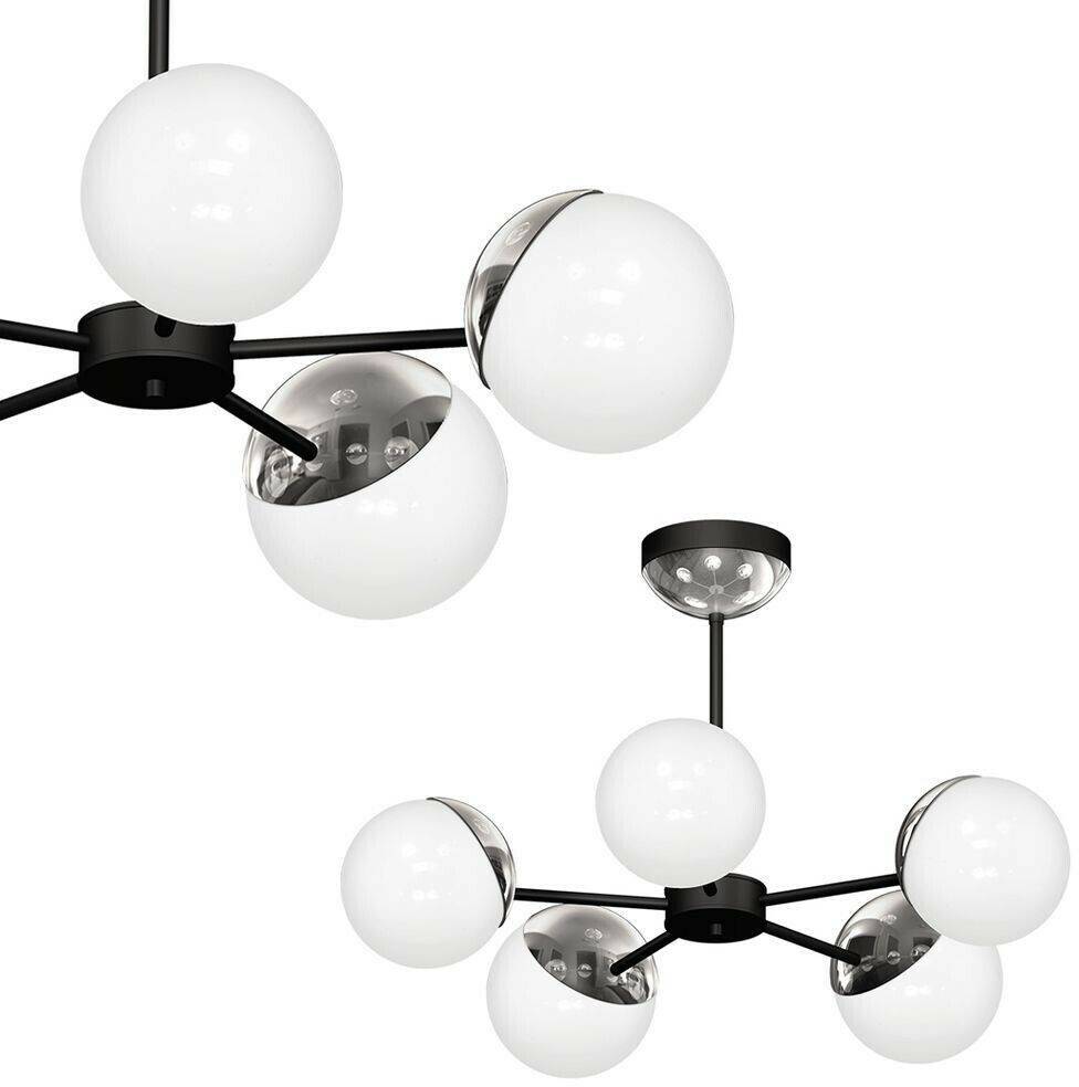 Lámparas Ceiling lamp Sfera 5-bulb Distance glass/black/chrome