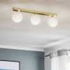 Lámparas Argon Ceiling lamp Fatis opal glass/brass 3-bulb long