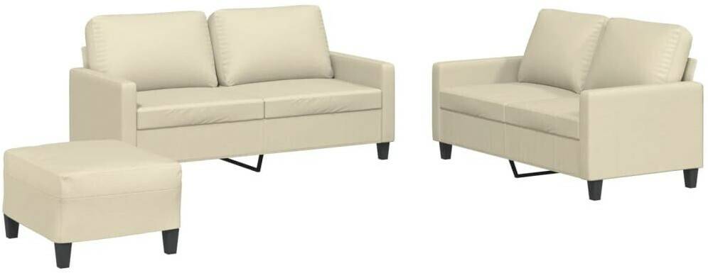 vidaXL 3 pcs. Sofa set with cushions faux leathercream faux leather (3201414) Sofás