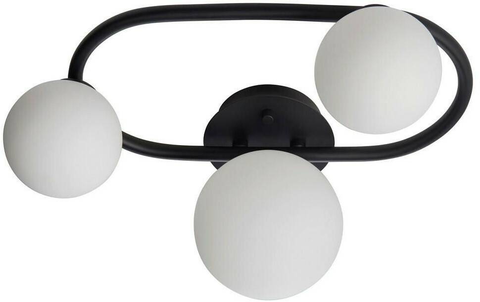 Endon Pulsa Bathroom Globe Semi Flush 3 Lamp Ceiling Light Matt Black, IP44 Lámparas