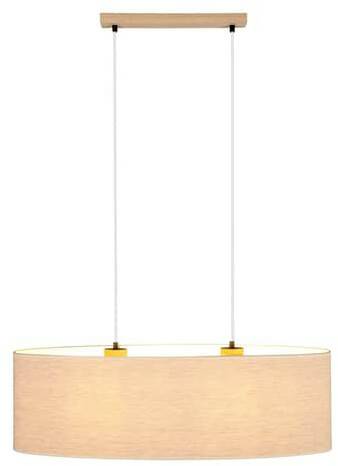 BRITOP Canvas hanging lamp, linen shade, length 80 cm, oval Lámparas