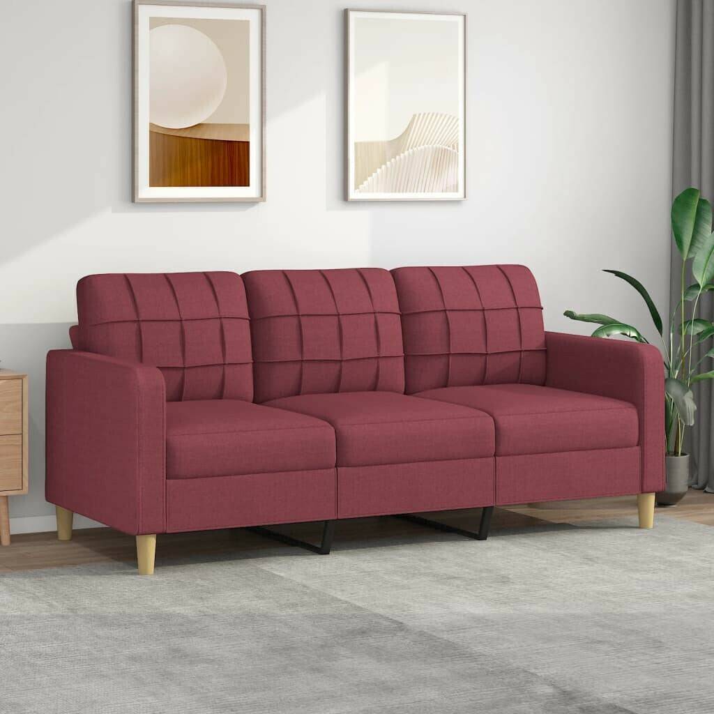 vidaXL 3-seater sofa wine red 180 cm fabric (359105) Sofás