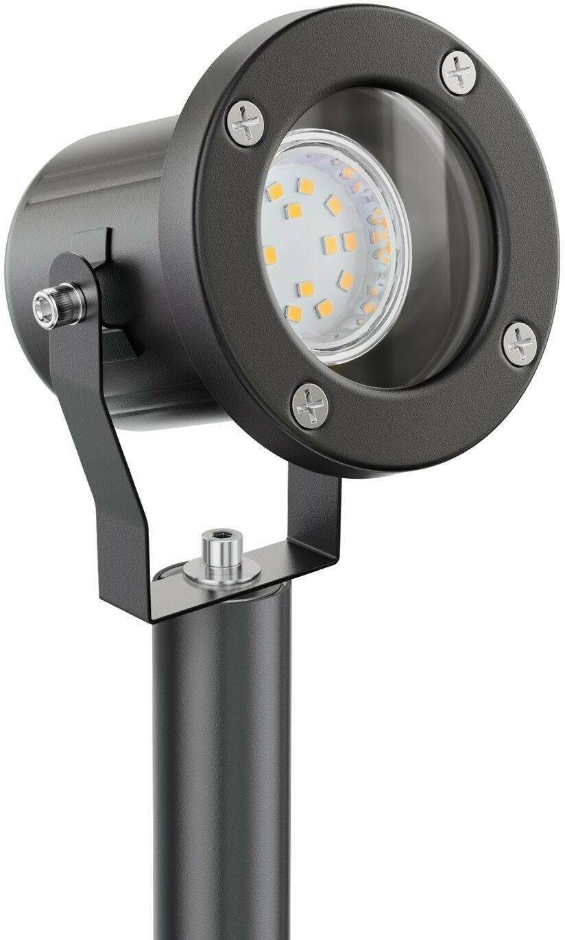 Lámparas de exterior ledscom.de Garden spotlight with ground spike MIBU for outside stainless steel, black, incl. LED GU10 lamp (white, 2,076W, 206lm, 110°) SET-4142-W