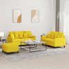 vidaXL 3 pcs. Sofa set with cushions light yellow fabric (3201661) Sofás