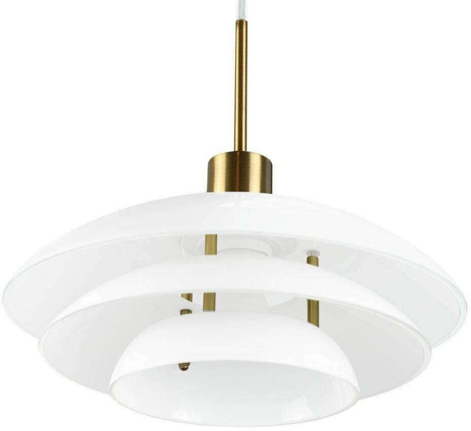 Dyberg Larsen DL31 pendant light - opal - brass - height 15 cm - Ø 31 cm Lámparas