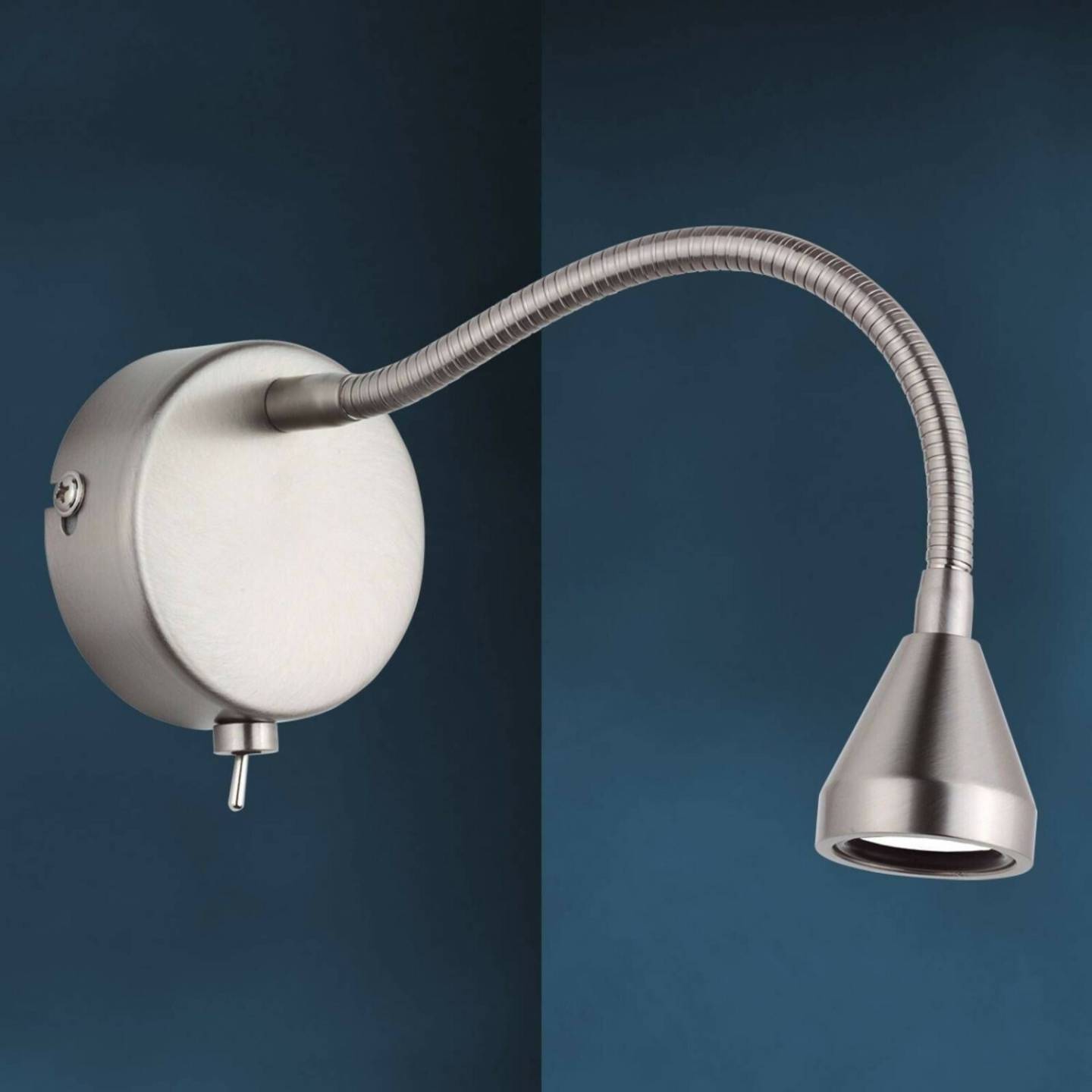 Busch LED wall light Mini, flexible arm, nickel, 3,000K Lámparas