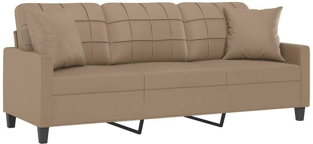 vidaXL 3-seater sofa with decorative cushions cappuccino brown 180 cm faux leather (3200812) Sofás