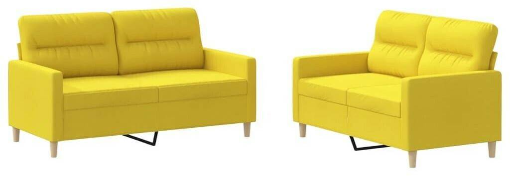 vidaXL 2 pcs. Sofa set with cushions light yellow fabric (3201573) Sofás