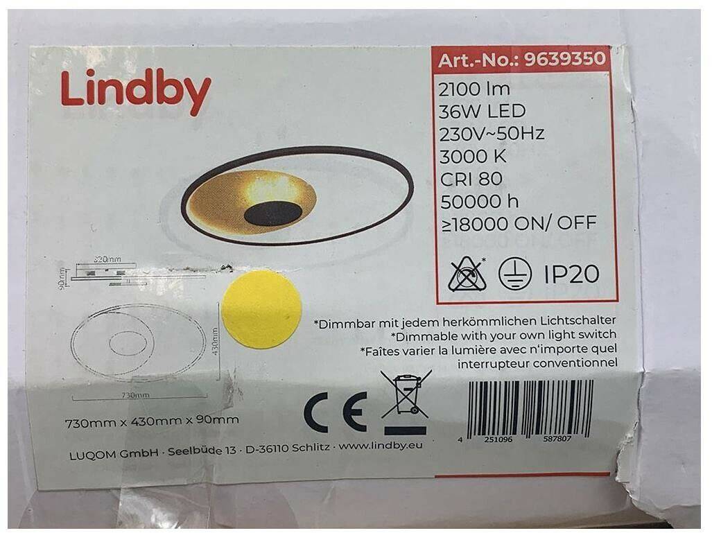 Lindby Dimmable LED ceiling light FEIVAL LED/36W/230V Lámparas