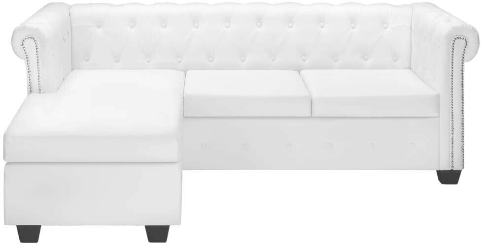 vidaXL Chesterfield sofa L-shape faux leather white (245537) Sofás