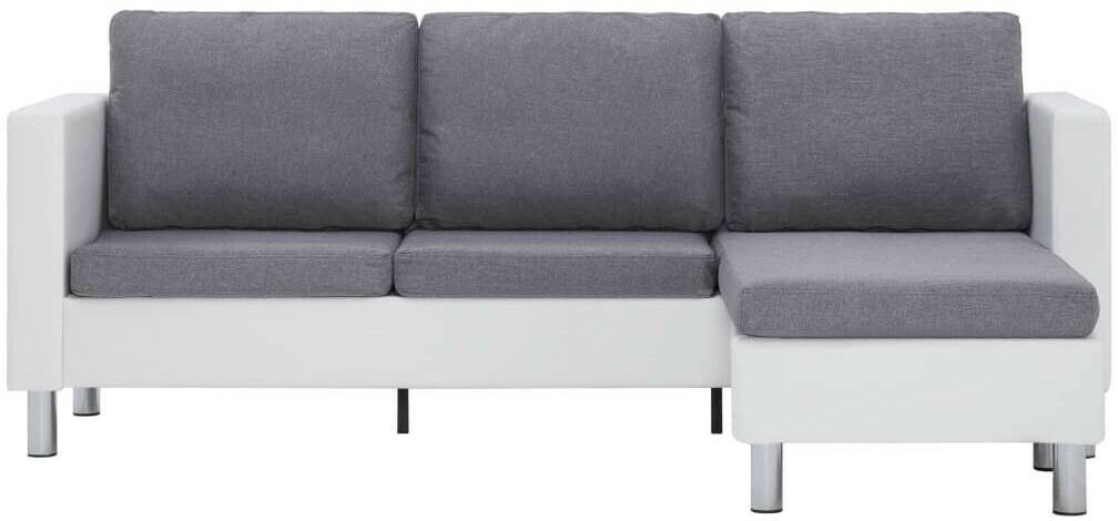 Sofás vidaXL 3-seater sofa L-shape 188x122x77 cmwhite/light grey