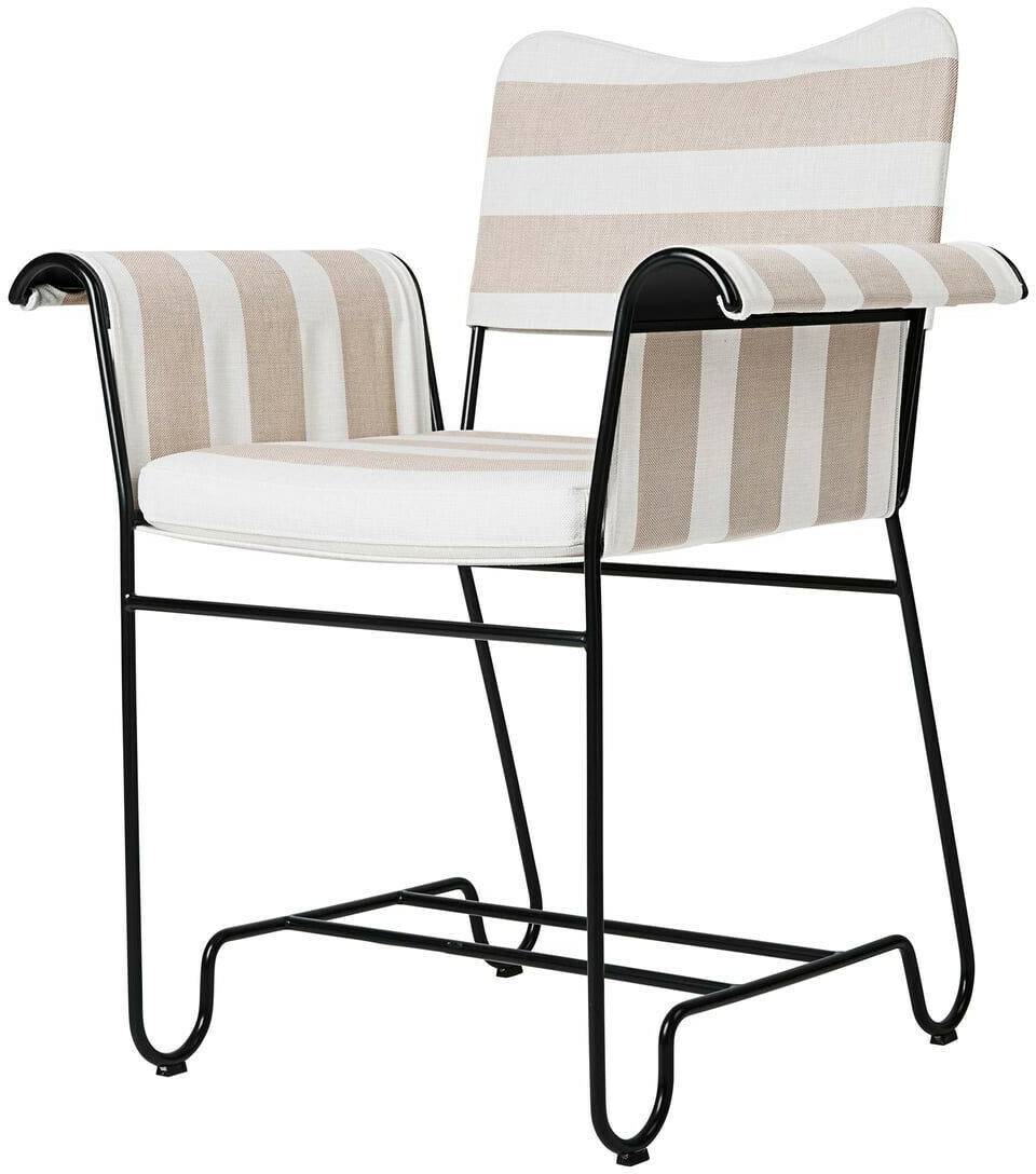 Gubi Tropique Outdoor Dining Chair classic black / Leslie Stripe Limonta (40) Muebles de diseño