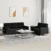 vidaXL 2 pcs. Sofa set with cushions black fabric (3201620) Sofás