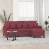 vidaXL 3-seater sofa with stool wine red 180 cm fabric (3201095) Sofás