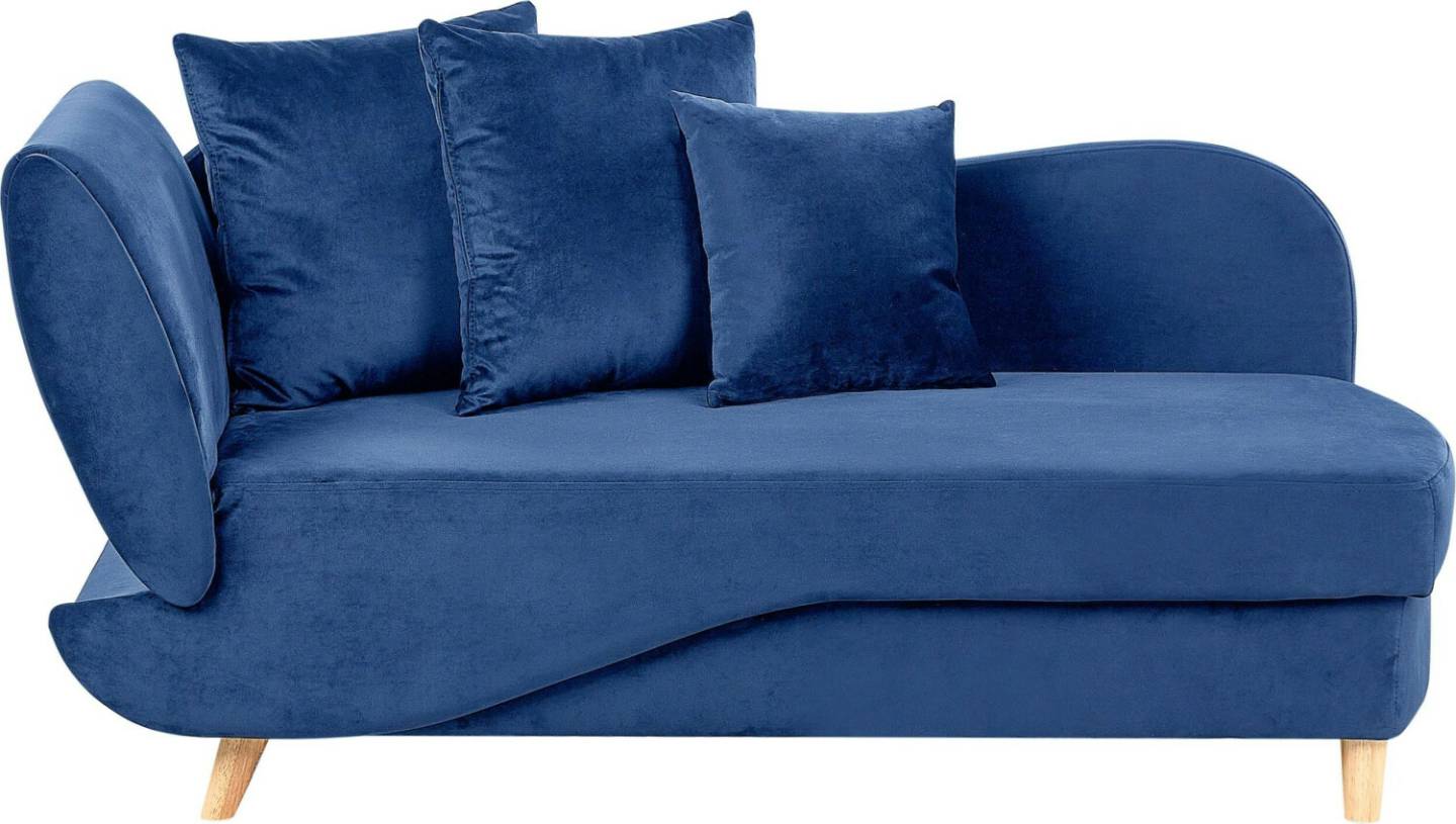 Beliani Meri Chaise Longue Velvet 175x73x156 cm LeftNavy blue Sofás