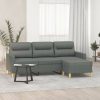 Sofás vidaXL 3-seater sofa with stool dark gray 180 cm fabric (3201074)