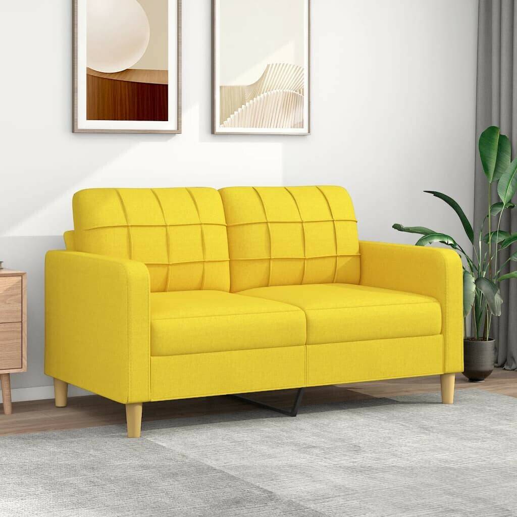 Sofás vidaXL 2-seater sofa light yellow 140 cm fabric (359096)