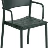 Muuto Linear Steel armrest chair 49x85x54 cm dark green Dark Green (304) Muebles de diseño