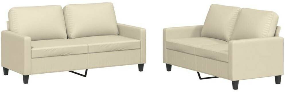 Sofás vidaXL 2 pcs. Sofa set with cushions faux leathercream faux leather (3201409)