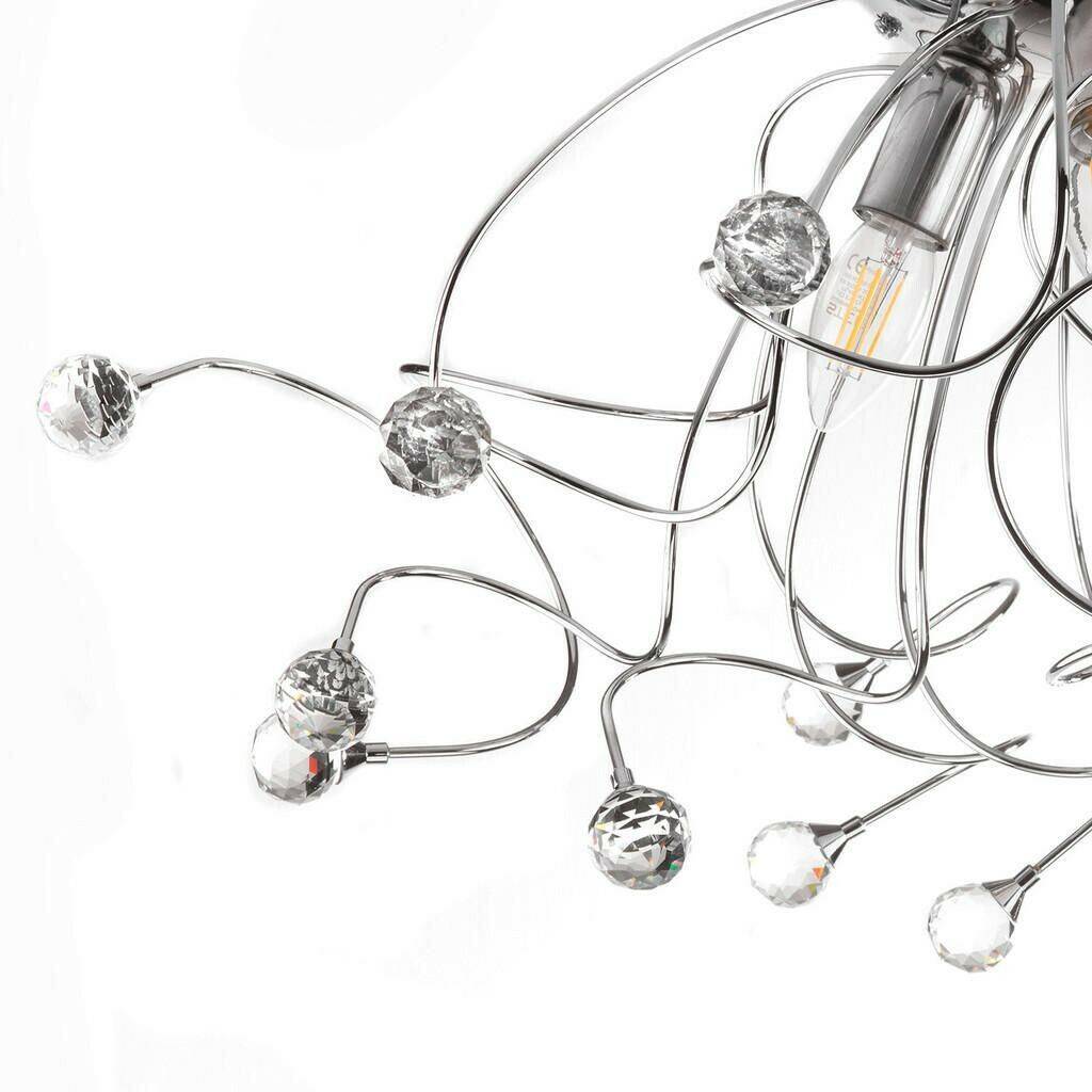 Ceiling lamp Trilly in chrome with crystals, 3-bulb Lámparas