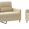 vidaXL 3-2-seater sofa set with cushions fabriccream Sofás