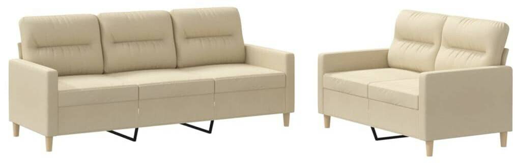 vidaXL 3-2-seater sofa set with cushions fabriccream Sofás